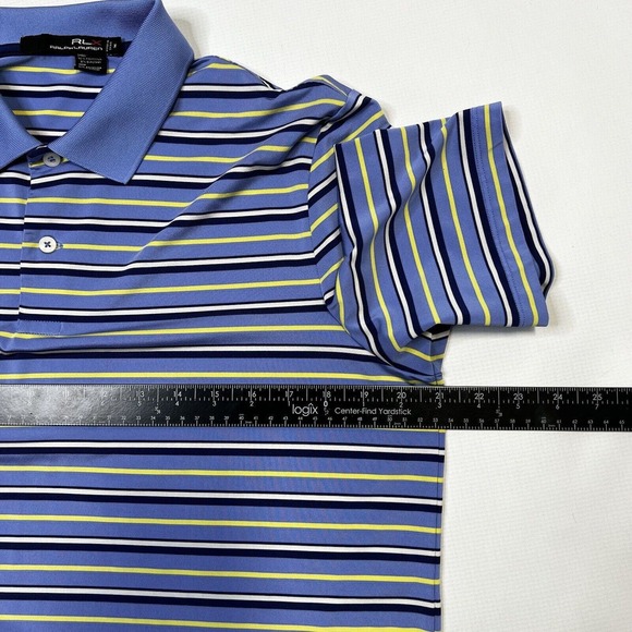 Ralph Lauren RLX Golf Polo Shirt Men’s Medium Blue Pink Striped Stretch Lot Of 2 - Picture 4 of 13